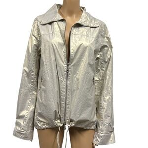 BGN Iridescent Metallic Mesh Lined Zip Up Lightweight Jacket EU 40 Womens 8